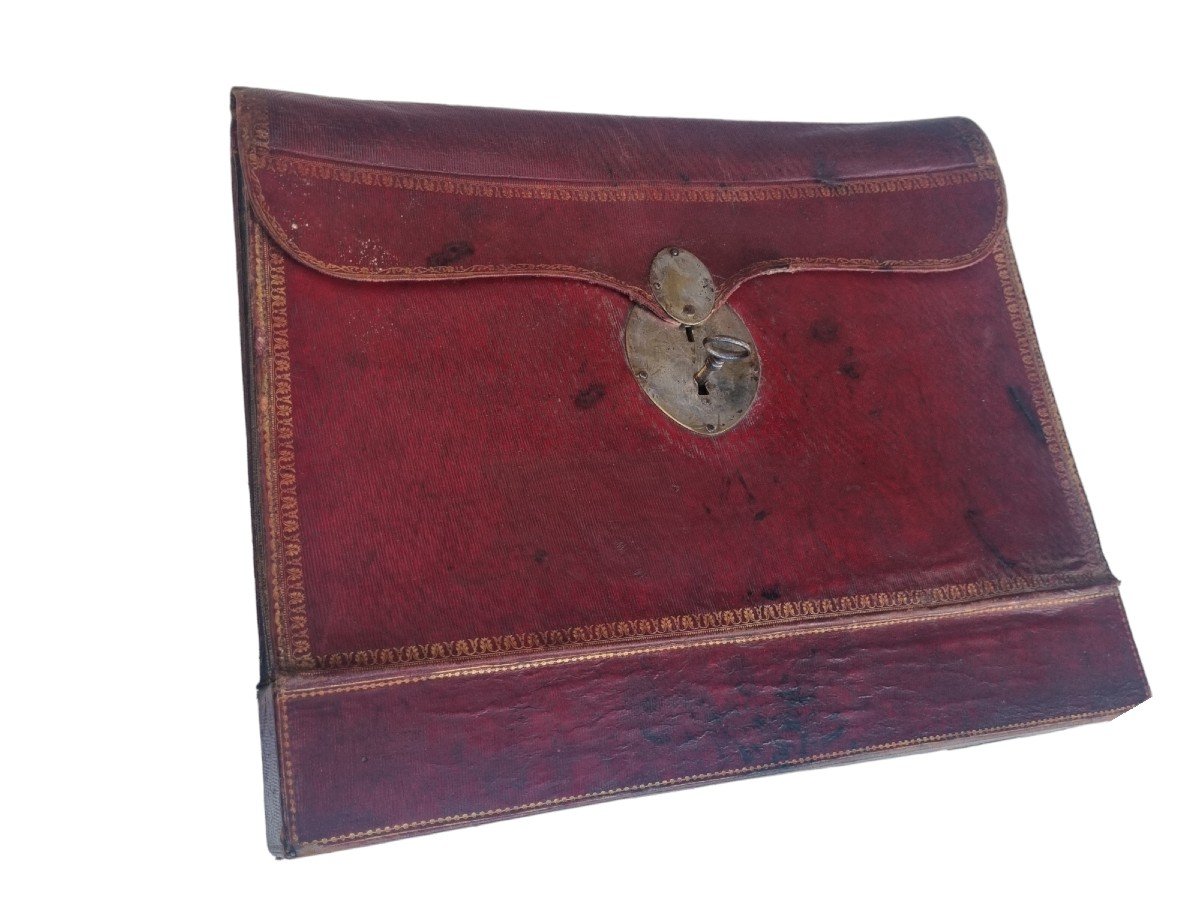 Late 18th Century Leather Backpack Writing Wallet-photo-2