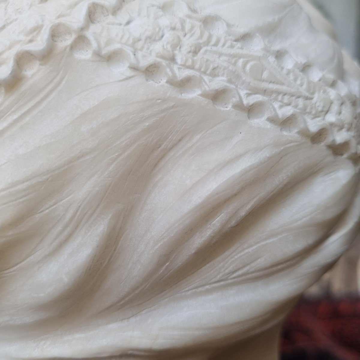 Emilio Fiaschi Alabaster Bust Circa 1900 Petrarque Laure Marble-photo-4