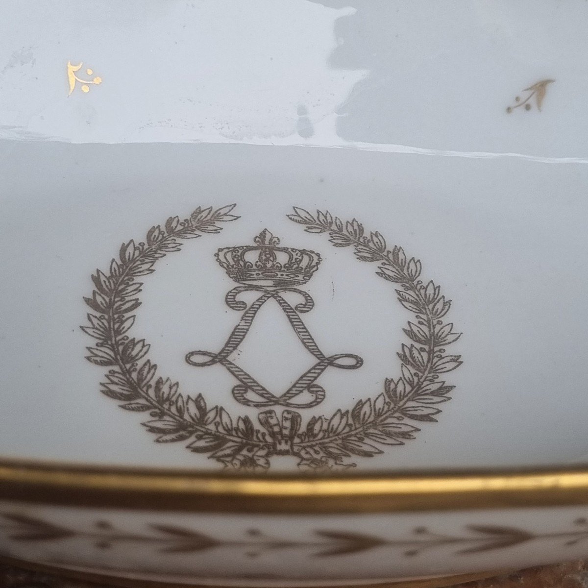 Ravier Sèvres Porcelain Louis Coat Of Arms, XVIII Royal Empty Pocket-photo-1