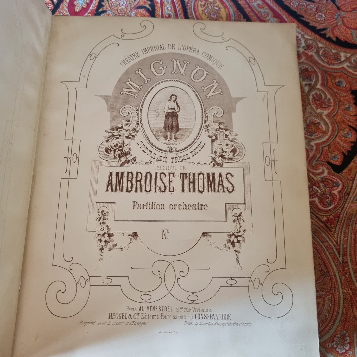 AMBROISE THOMAS OPÉRA MIGNON 1866 PARTITION D'ORCHESTRE MUSIQUE RELIURE BOIS-photo-2