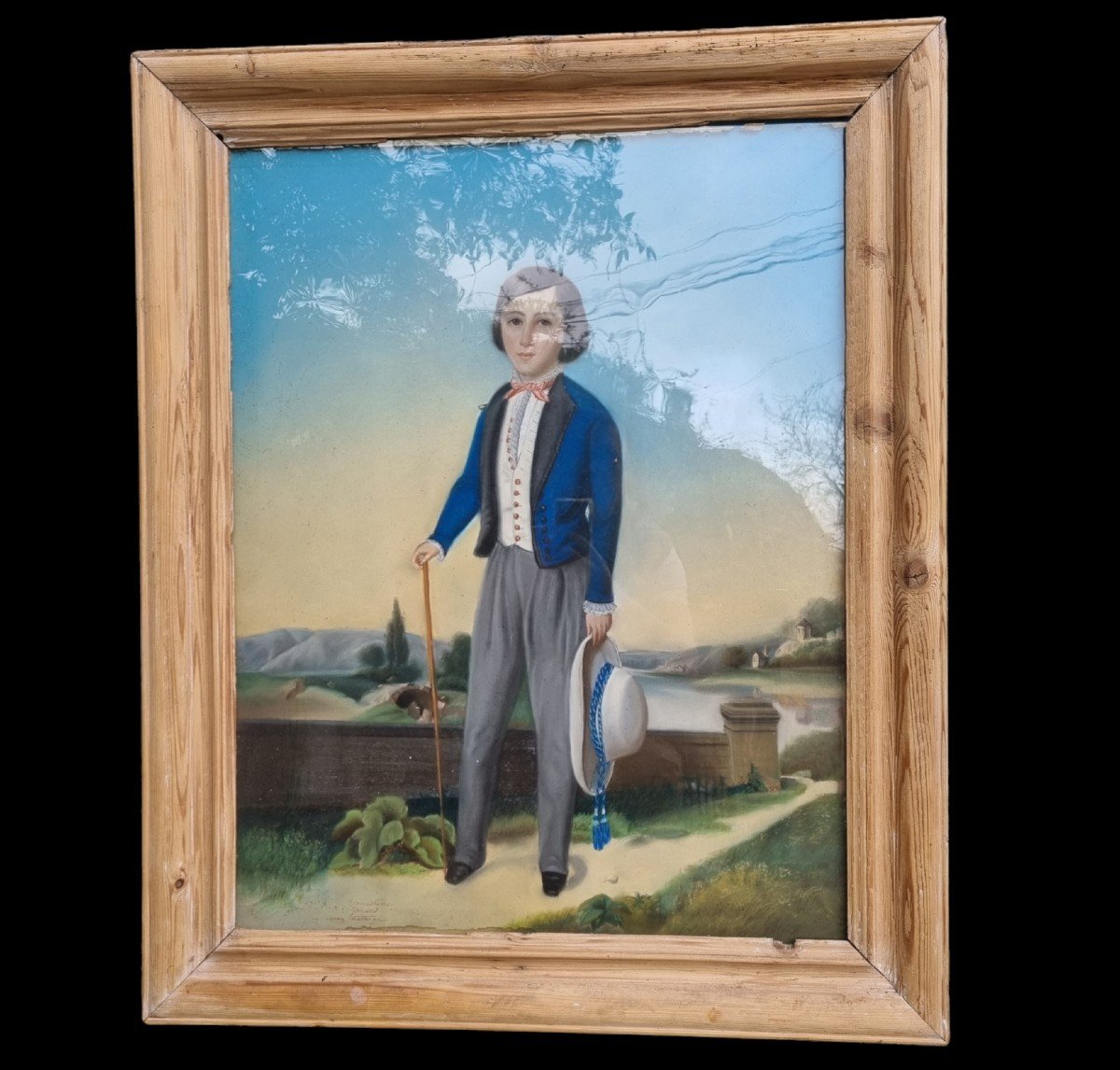 GRAND PASTEL ENFANT  EN PIED PORTRAIT VERS 1840