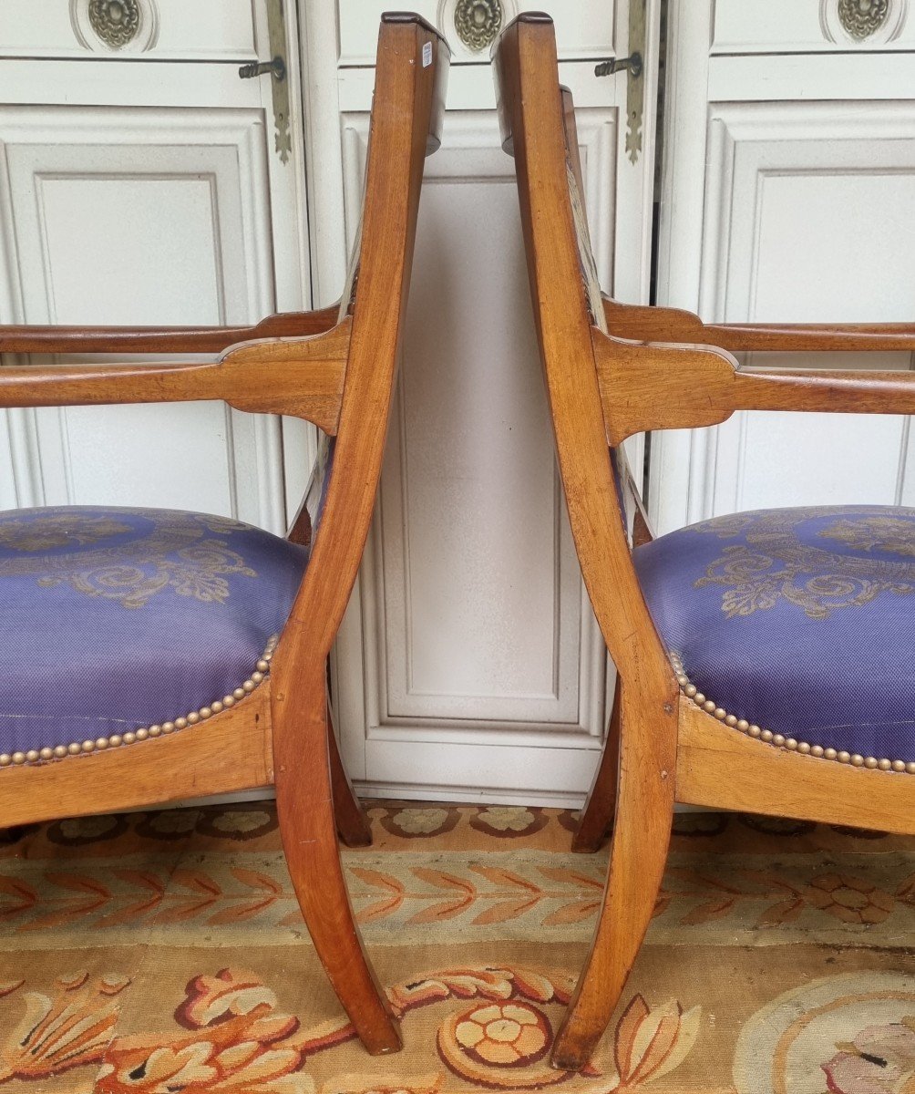 Pair Of Consulate Period Celebration Armchairs In Mahogany / Empire -photo-4