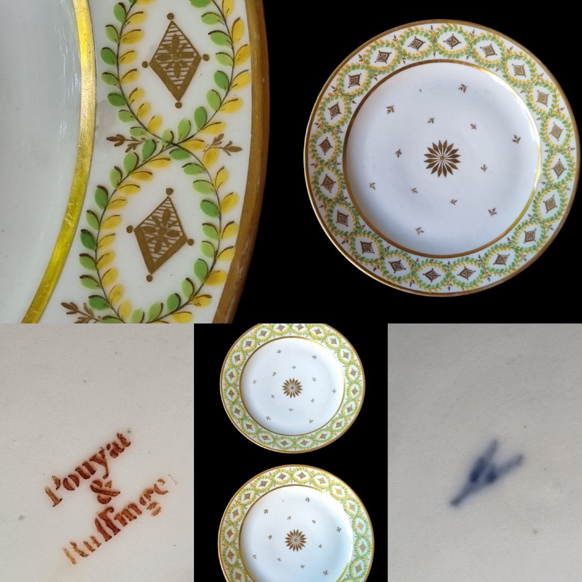 PORCELAINE DE LOCRÉ  RUSSINGER ET POUYAT ÉPOQUE DIRECTOIRE XVIIIe PAIRE D'ASSIETTES  PARIS ASSI