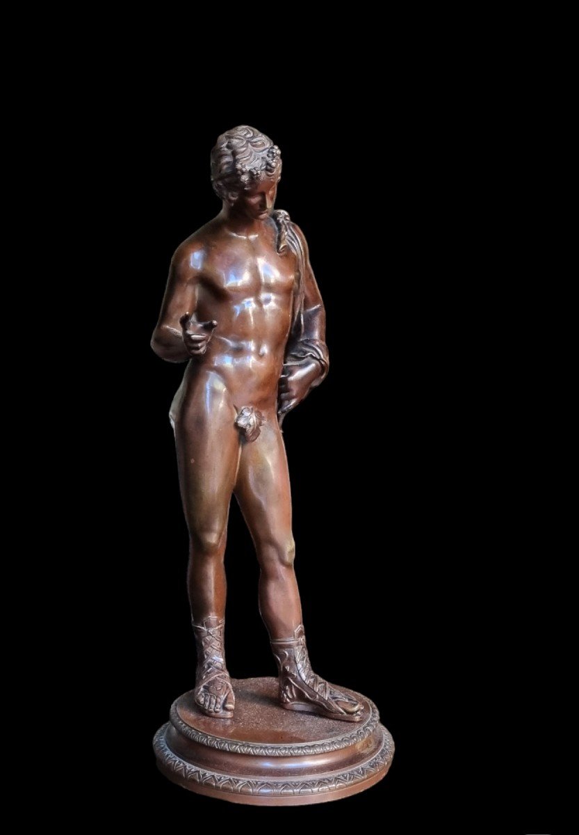 Souvenir Of The Grand Tour Bronze Narcisus Of Pompei 19th Period Antique Statue-photo-6