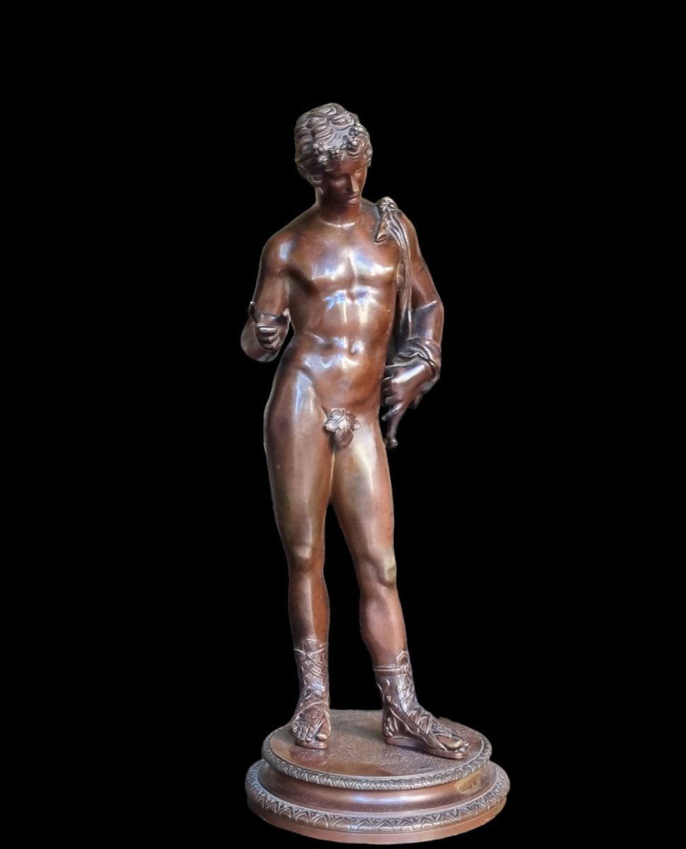 Souvenir Of The Grand Tour Bronze Narcisus Of Pompei 19th Period Antique Statue-photo-7