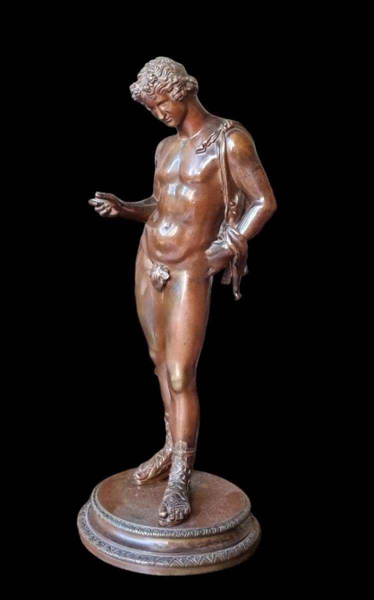 SOUVENIR DU GRAND TOUR BRONZE NARCISSE DE POMPEI ÉPOQUE XIXe STATUE À L 'ANTIQUE