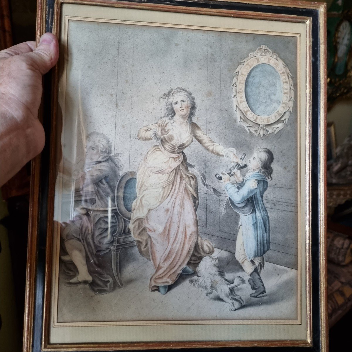 Watercolor Late 18th Louis XVI / Pre-romanism Sturm Und Drang Werther-photo-2