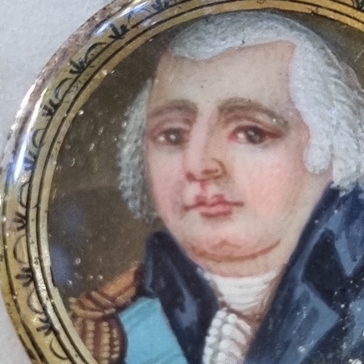 "mini" Miniature Of King Louis XVIII Circa 1820 Oil -photo-2