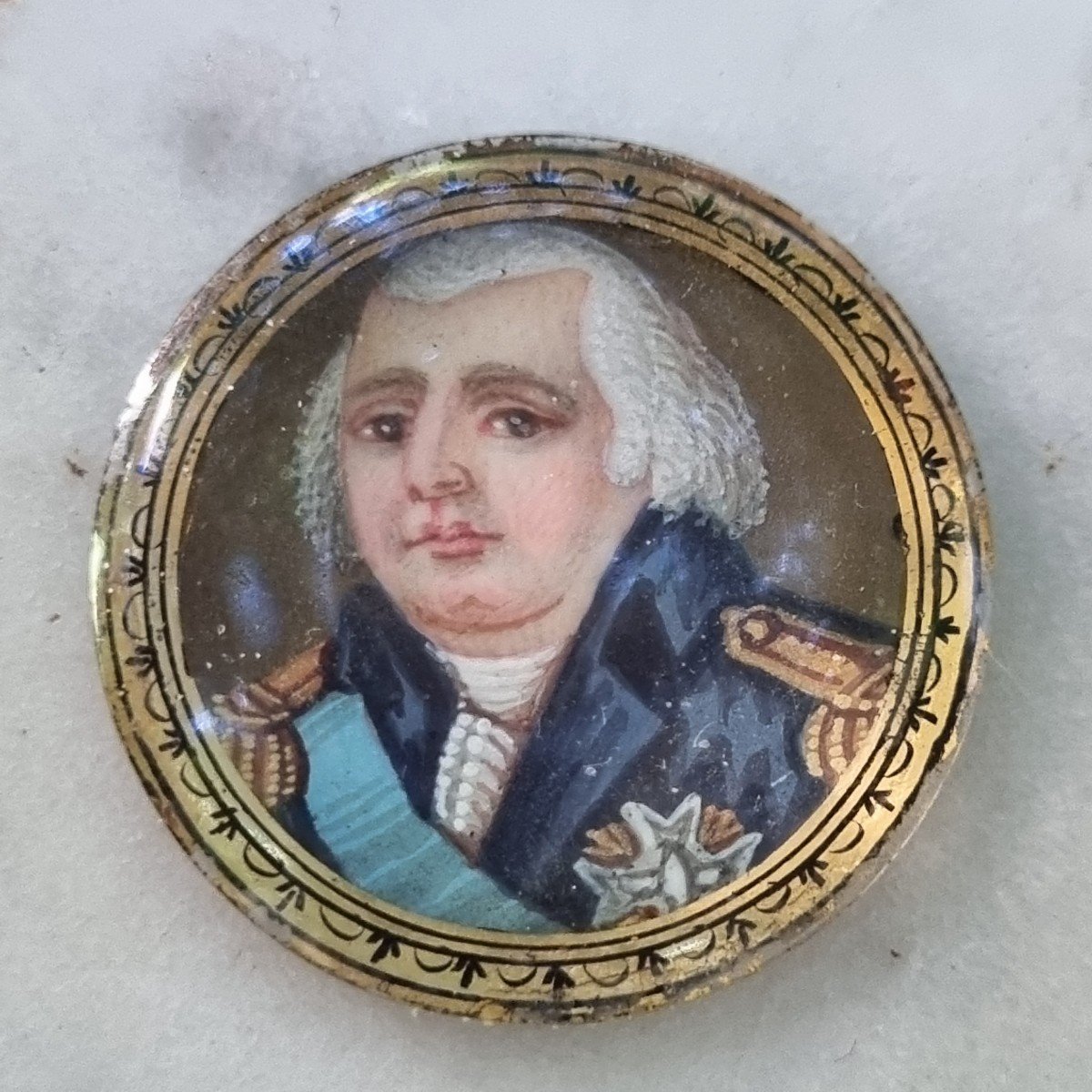 "mini" Miniature Of King Louis XVIII Circa 1820 Oil -photo-3