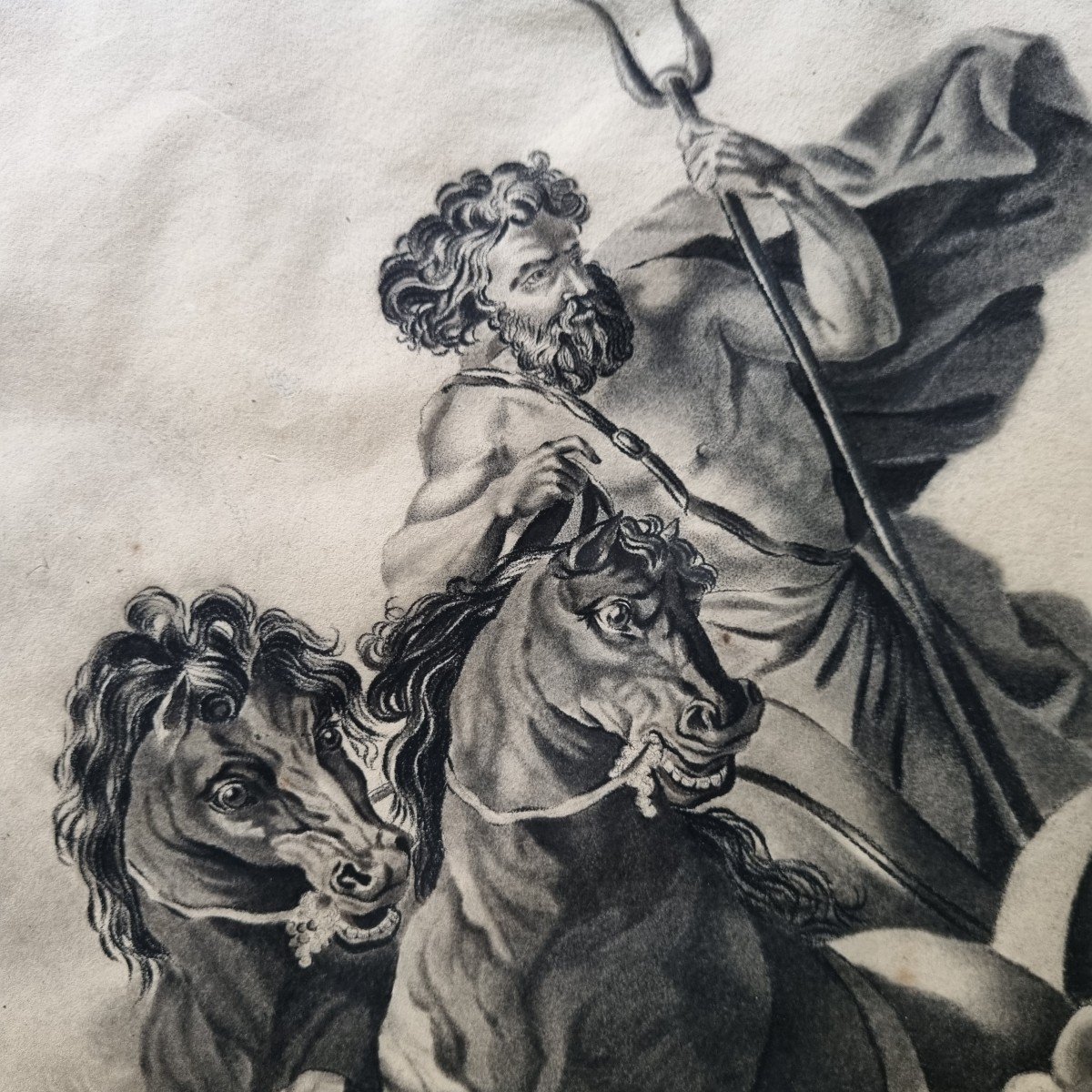 Charcoal Drawing The Raption Of Proserpine By Pluton Charcoal French School Early 19th Mythology -photo-2