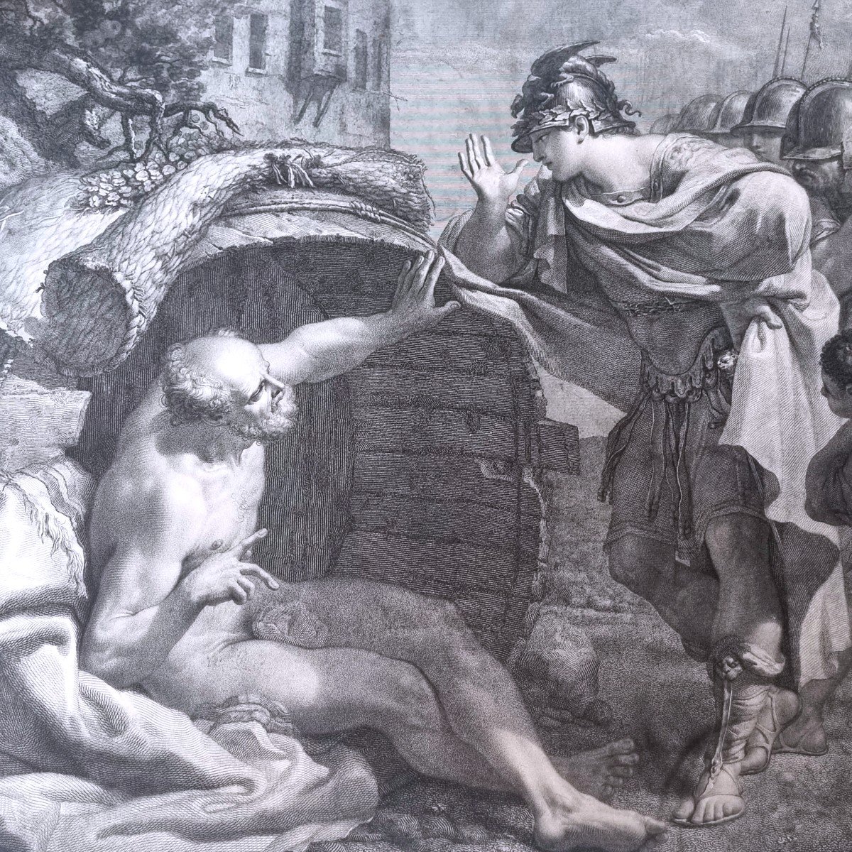 MAURO GANDOLFI - LA RENCONTRE DE DIOGENE ET ALEXANDRE GRANDE GRAVURE DE 1802