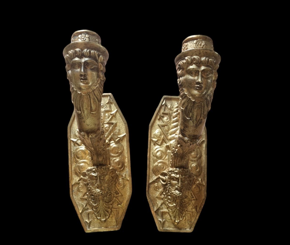 Pair Of Gilt Bronze Sconces Empire Charles X Period 