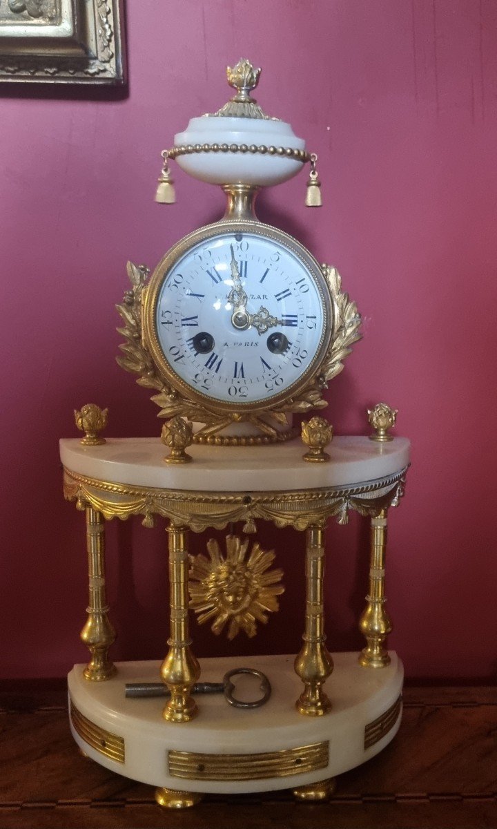 Louis XVI Style Gilt Bronze And Marble Clock