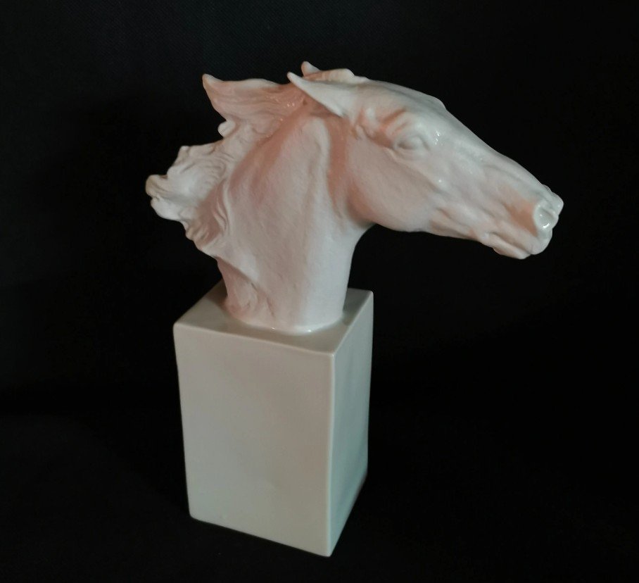 ROSENTHAL PAIRE DE CHEVAUX HANNIBAL ALBERT HUSSMANN CHEVAL STATUE PORCELAINE ET BISCUIT-photo-2