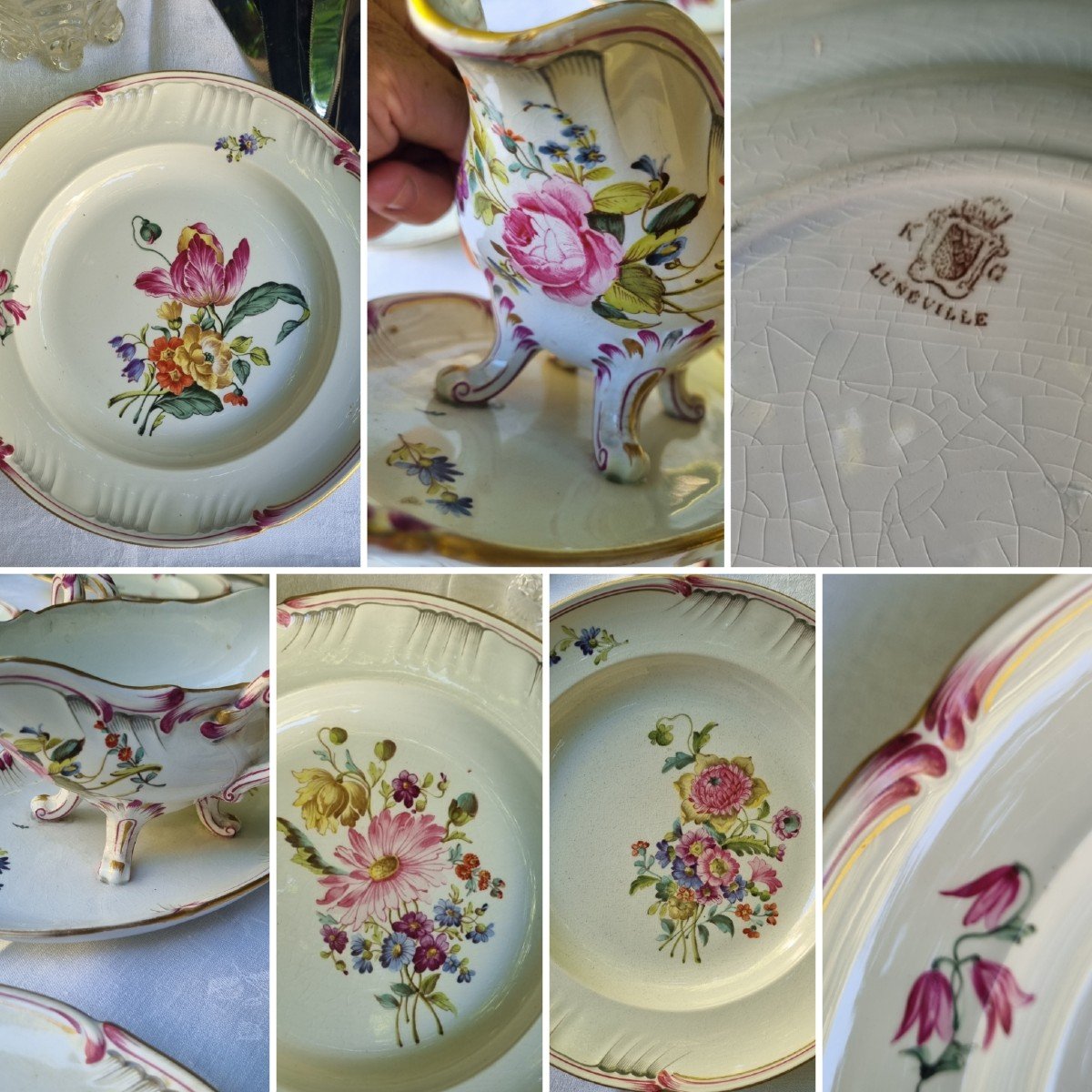 Luneville Earthenware Part Of Entirely Hand-painted Service