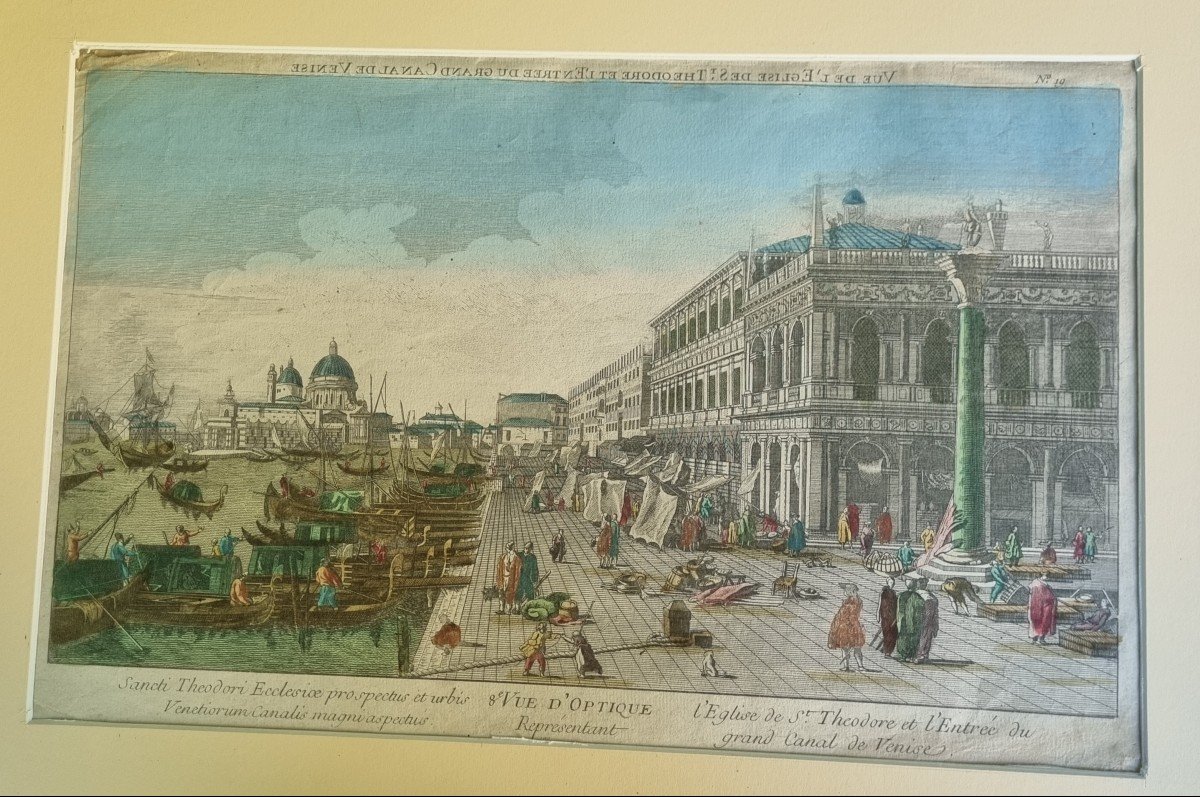 Optical View Of Venice Italy 18th Century Engraving Print-photo-2