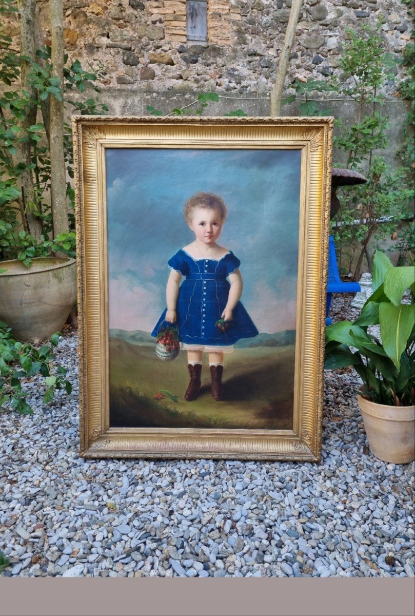 Large Portrait Of A Little Girl Napoleon III Period -photo-1