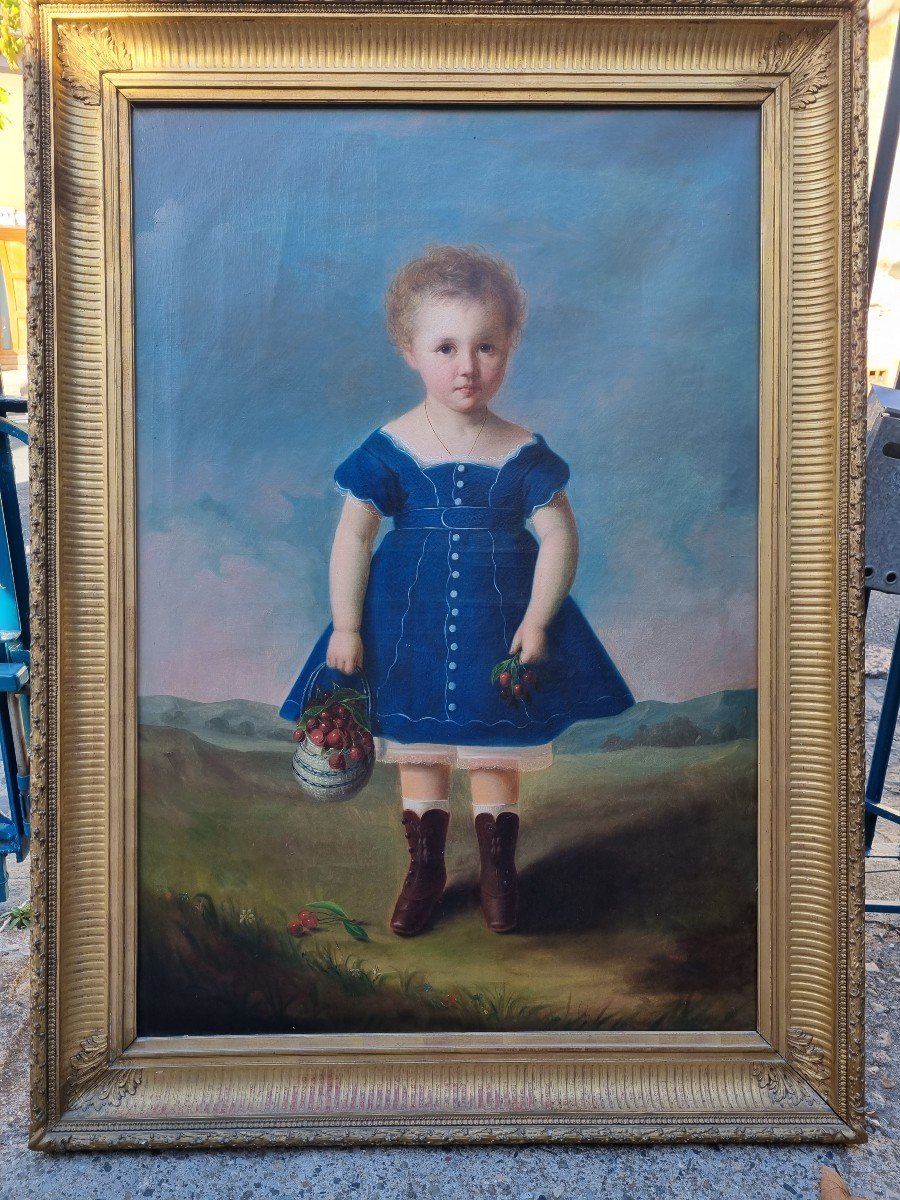 Large Portrait Of A Little Girl Napoleon III Period -photo-3