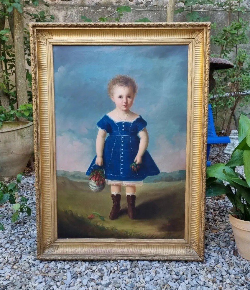 Large Portrait Of A Little Girl Napoleon III Period 