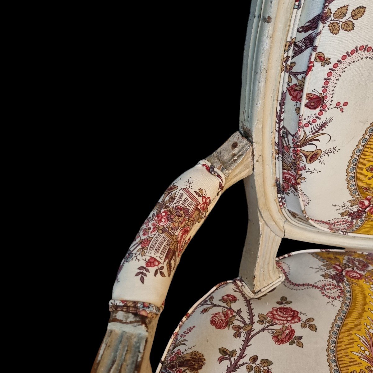 Pierre Pillot Attrib. Louis XVI Period Cabriolet Armchair 18th C. Braqueniè Fabric Nîmes -photo-3