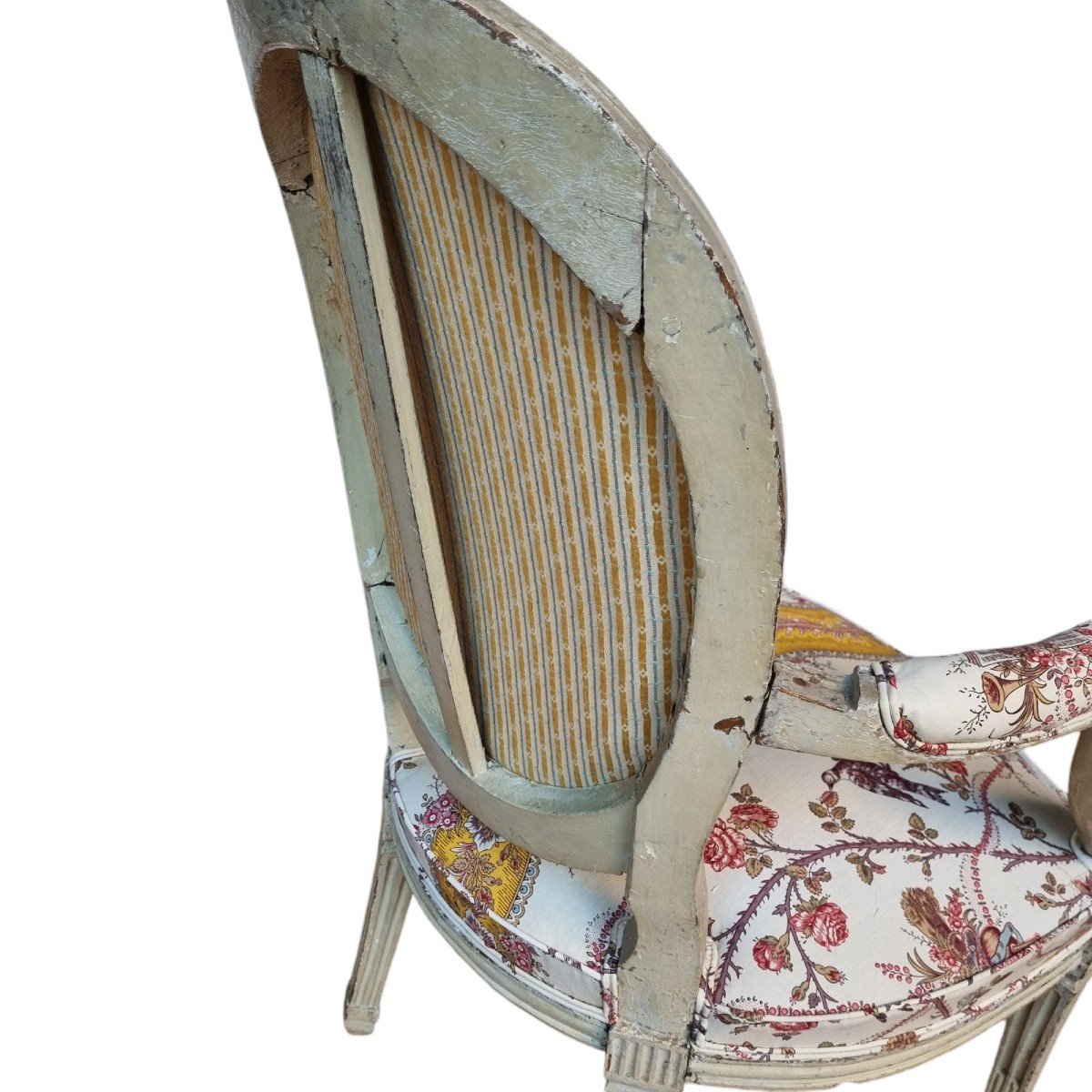 Pierre Pillot Attrib. Louis XVI Period Cabriolet Armchair 18th C. Braqueniè Fabric Nîmes -photo-1