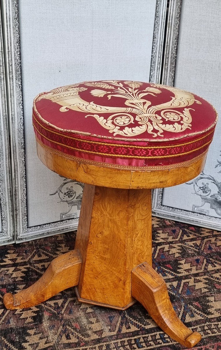 TABOURET DE,PIANO ÉPOQUE CHARLES X BOIS CLAIR-photo-4