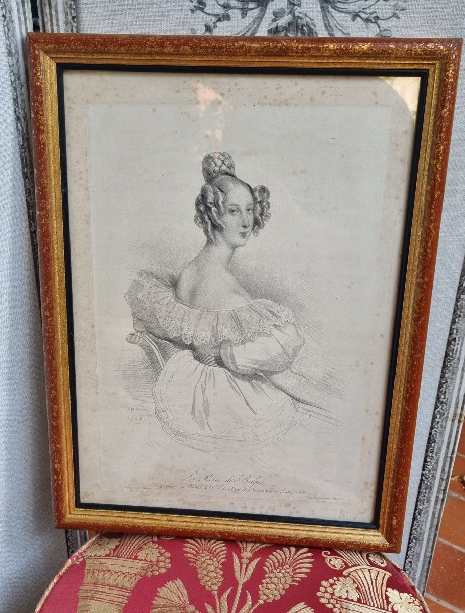 LOUISE D'ORLÉANS REINE DES BELGES BELGIQUE GRAVURE DEVERIA ROYAL 