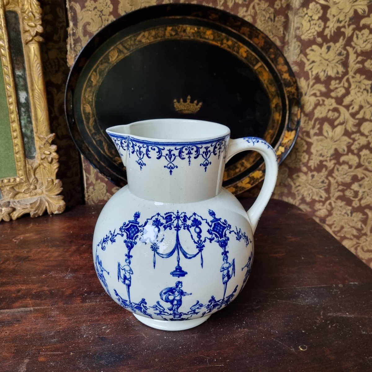 Jules Vieillard Bordeaux Moustiers Earthenware Rare Large 19th Century Pitcher Fine Earthenware-photo-6