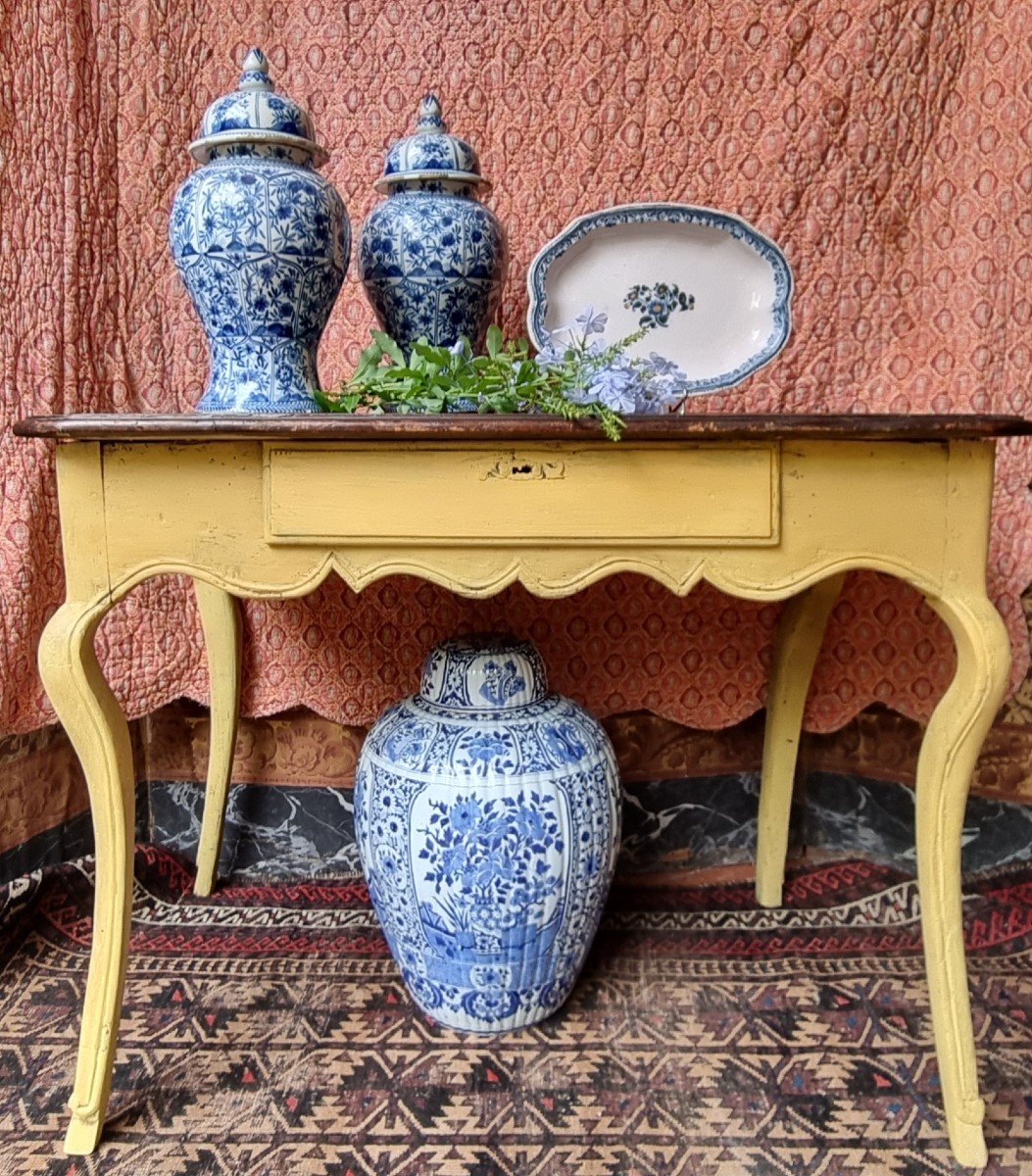 TABLE SERVANTE CONSOLE GUÉRIDON ÉPOQUE LOUIS XV BOIS PEINT XVIIIe