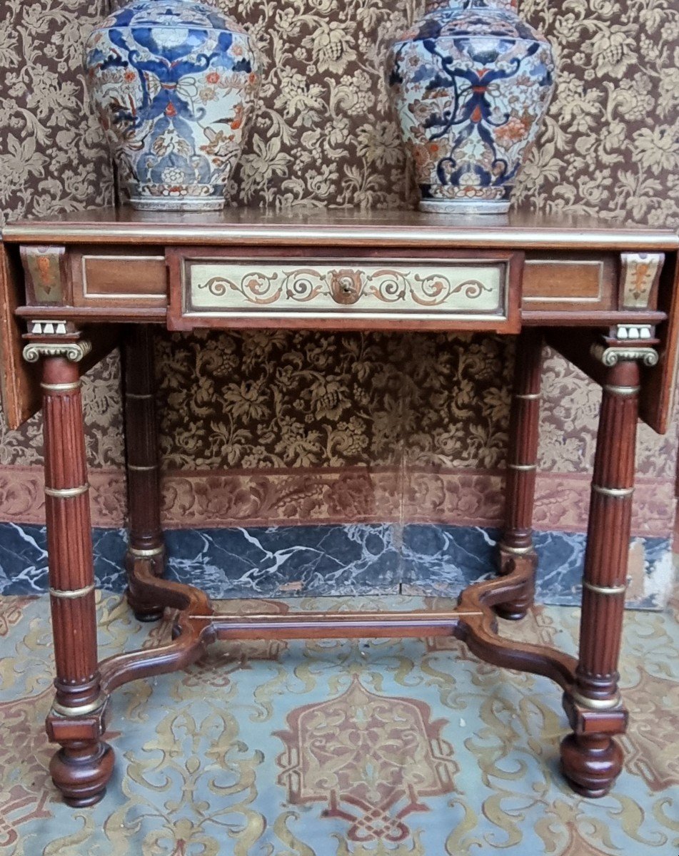 Mid-19th Century Napoleon III Louis-philippe Boulle Writing Table Console -photo-4