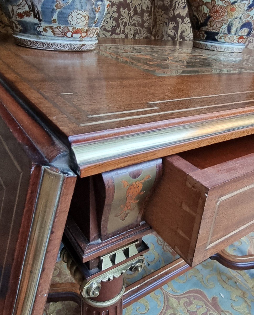 Mid-19th Century Napoleon III Louis-philippe Boulle Writing Table Console -photo-8