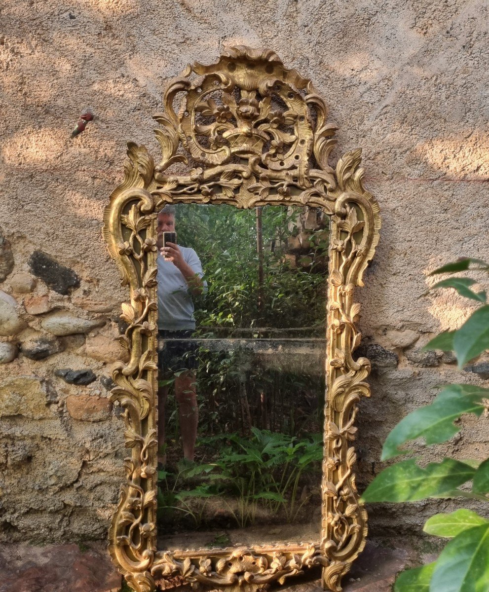 Large Louis XV Period Mirror In Gilt Wood -photo-2