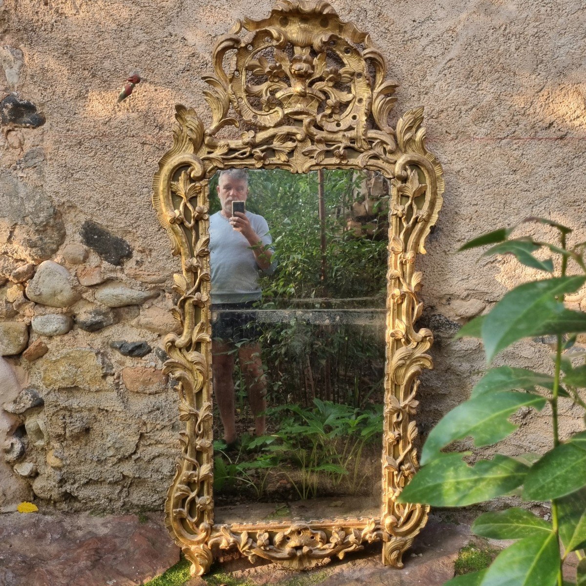 Large Louis XV Period Mirror In Gilt Wood -photo-3