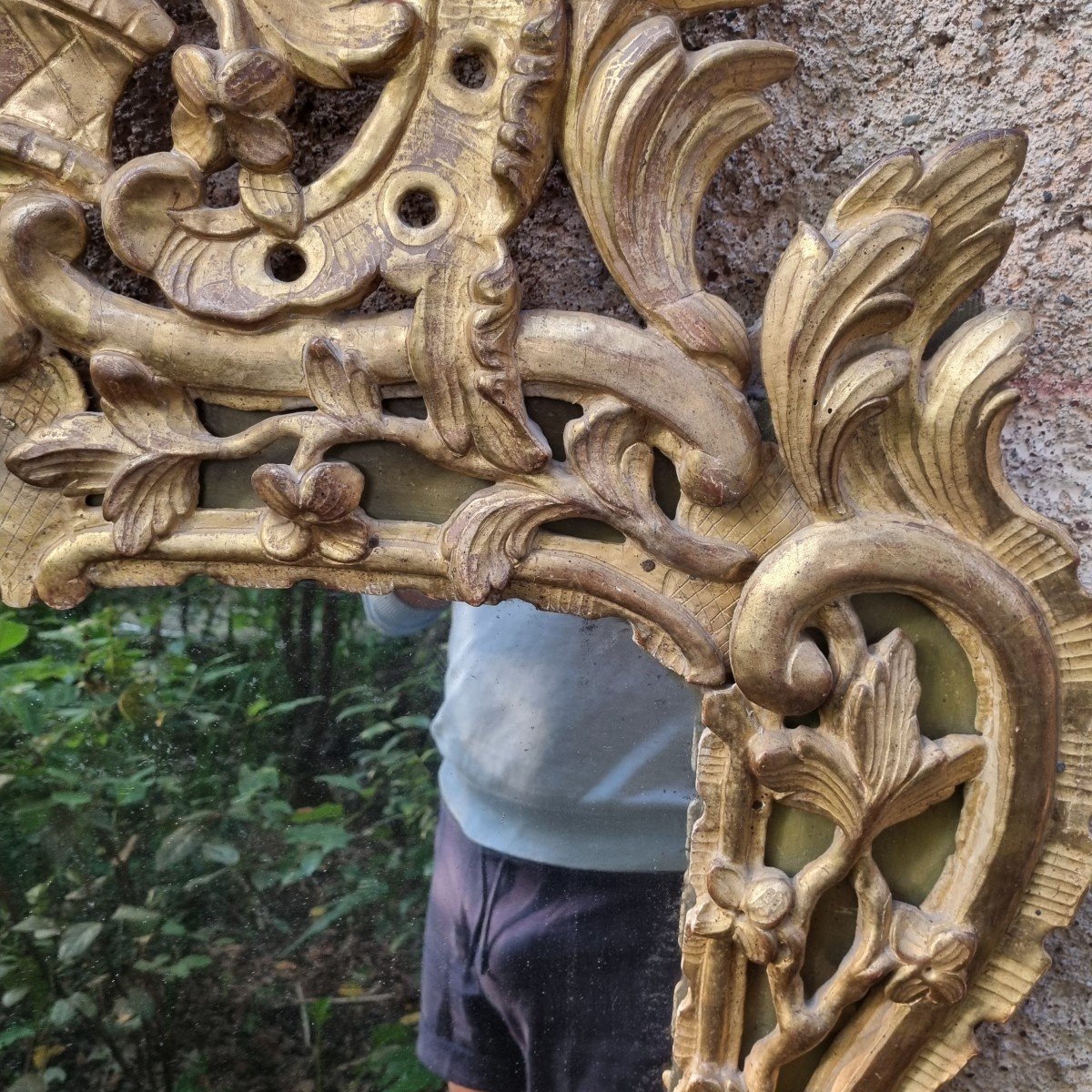 Large Louis XV Period Mirror In Gilt Wood -photo-3