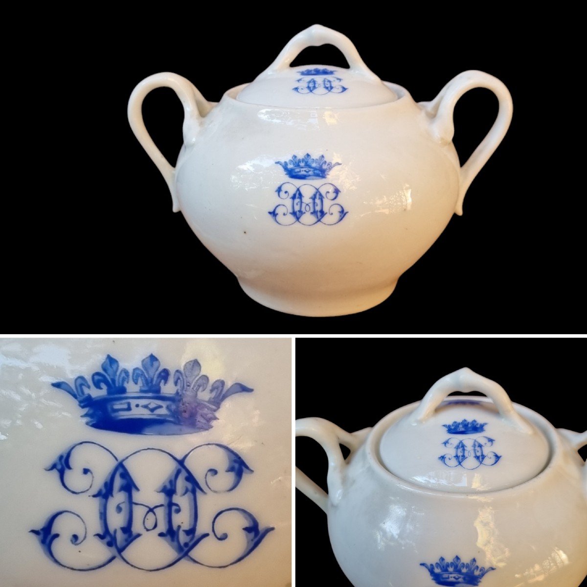 Duke Of Aumale Chantilly Coat Of Arms Porcelain Sugar Bowl Orleans Family 