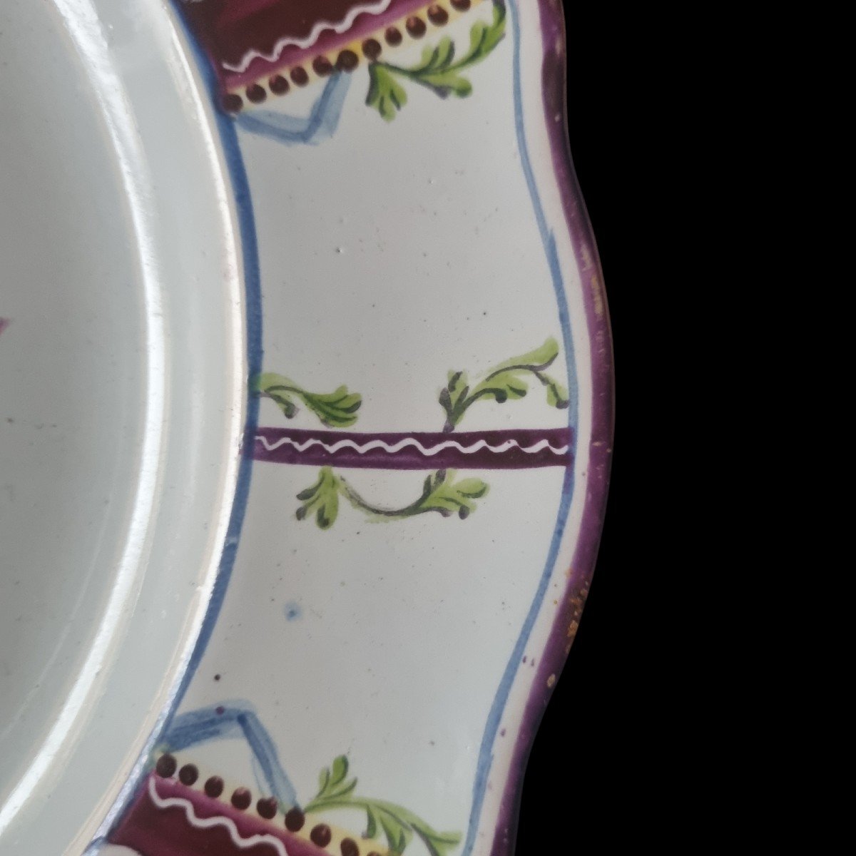 Aprey Earthenware Plate 18th Century Louis XV Ribbons-photo-2