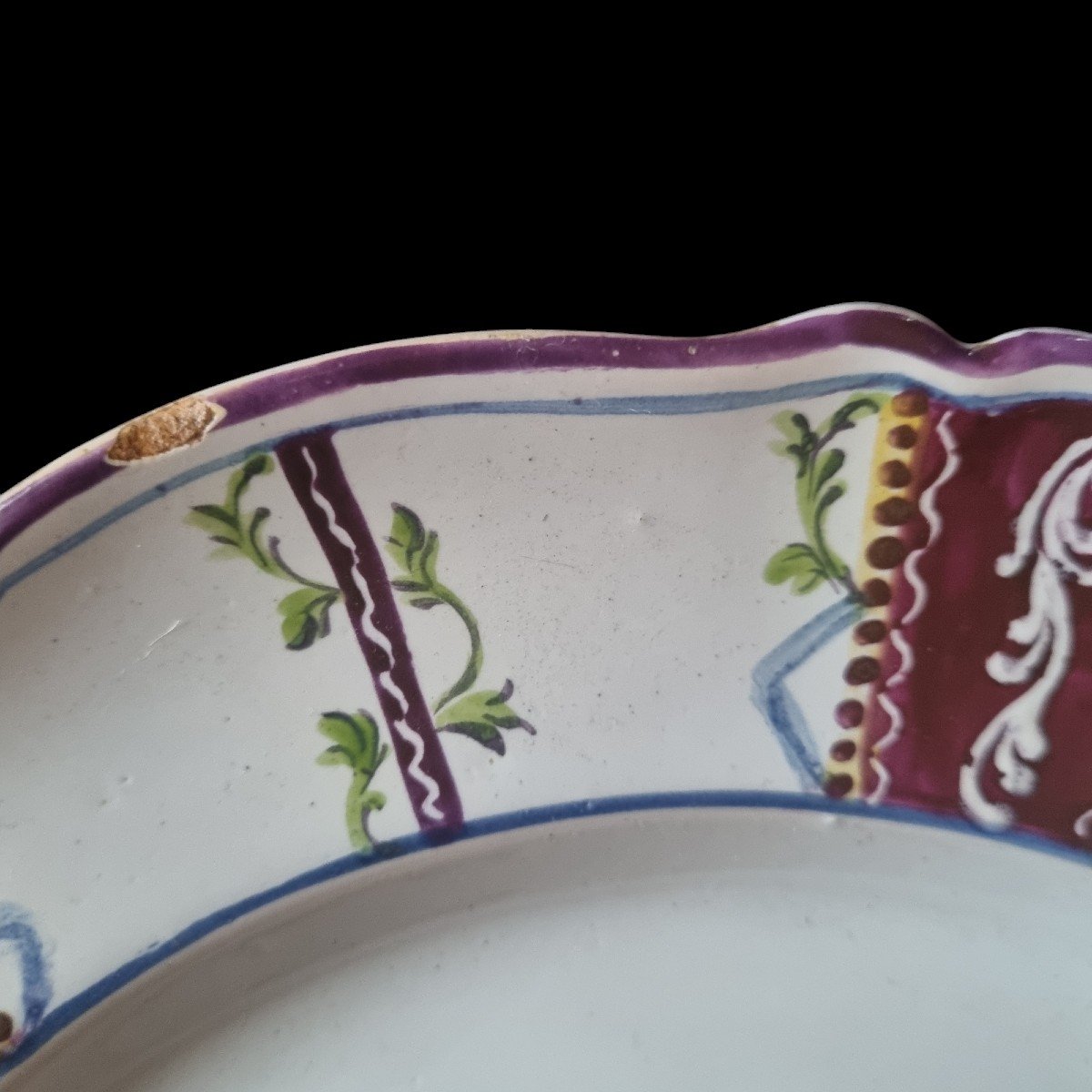 Aprey Earthenware Plate 18th Century Louis XV Ribbons-photo-4