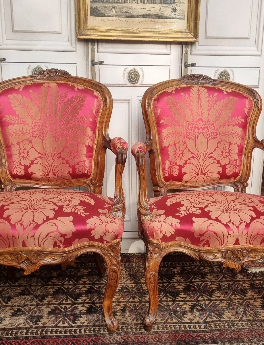 Pair Of Louis XV Period Cabriolets Armchairs -photo-2