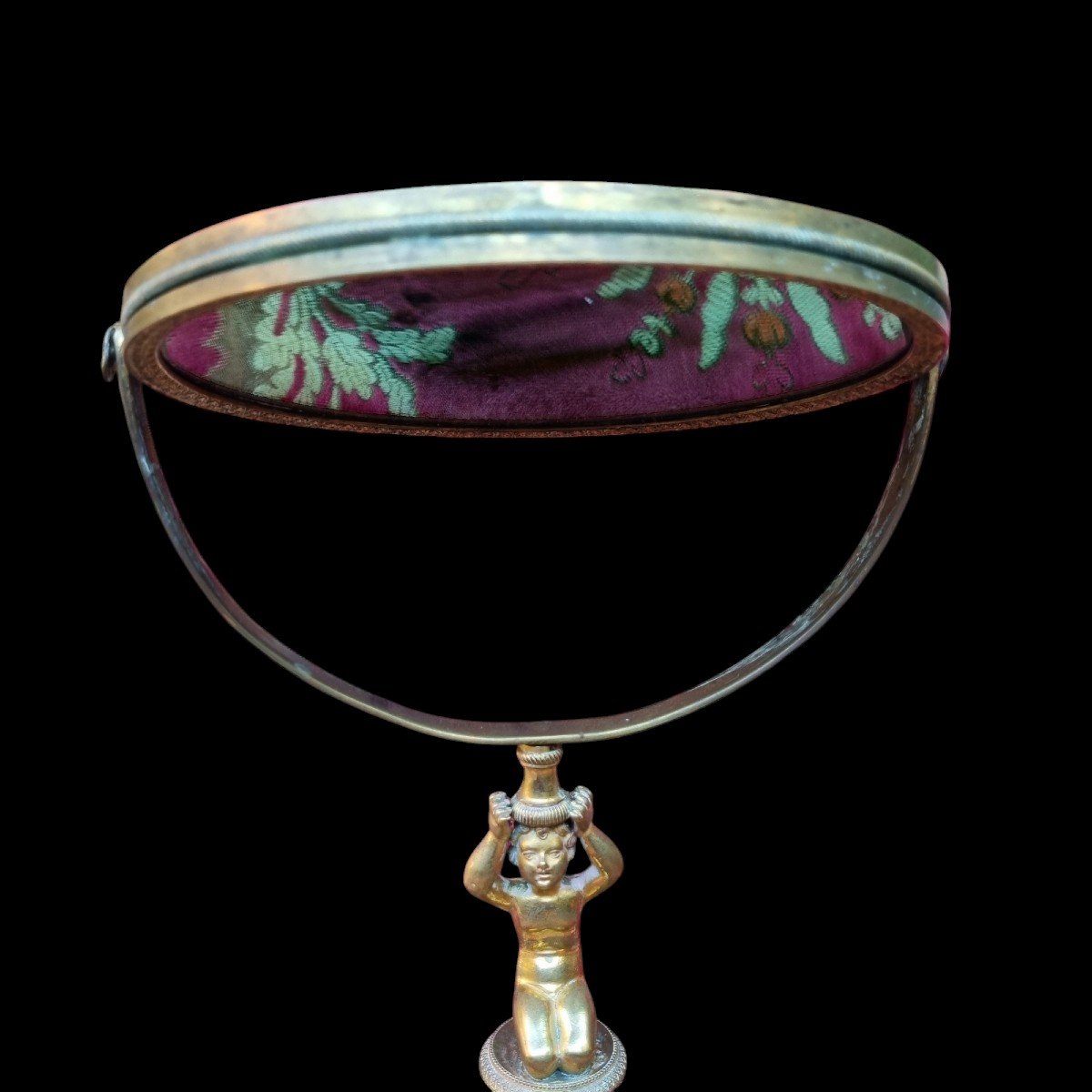 MIROIR DE TABLE MIROIR DE TOILETTE PSYCHÉ ÉPOQUE CHARLES X CRISTAL ET BRONZE-photo-1