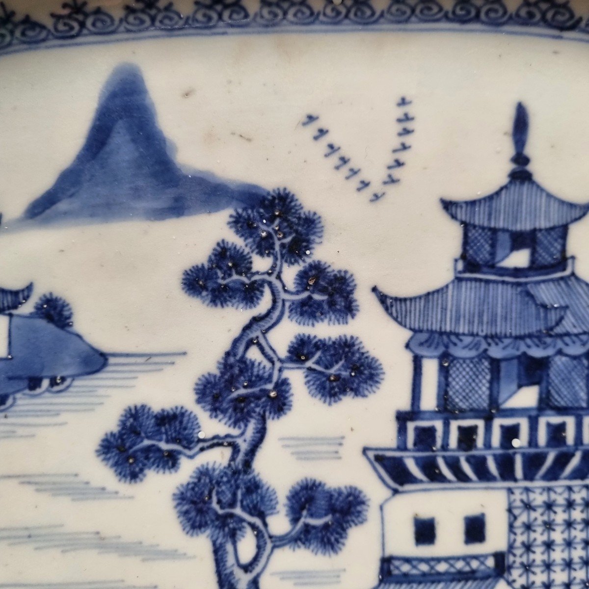 PLAT BLEU ET BLANC QIANLONG COMPAGNIE DES INDES ÉPOQUE XVIIIe  PORCELAINE DE CHINE-photo-4