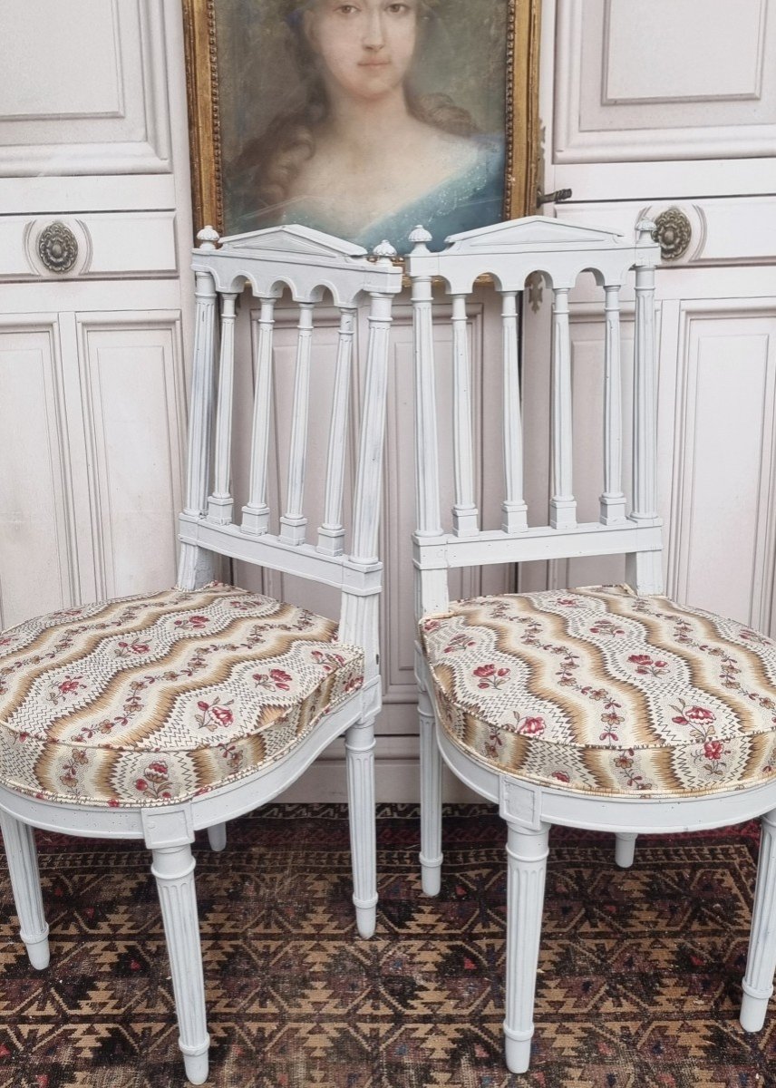 Pair Of Louis XVI Period Chairs 18th Century-photo-3