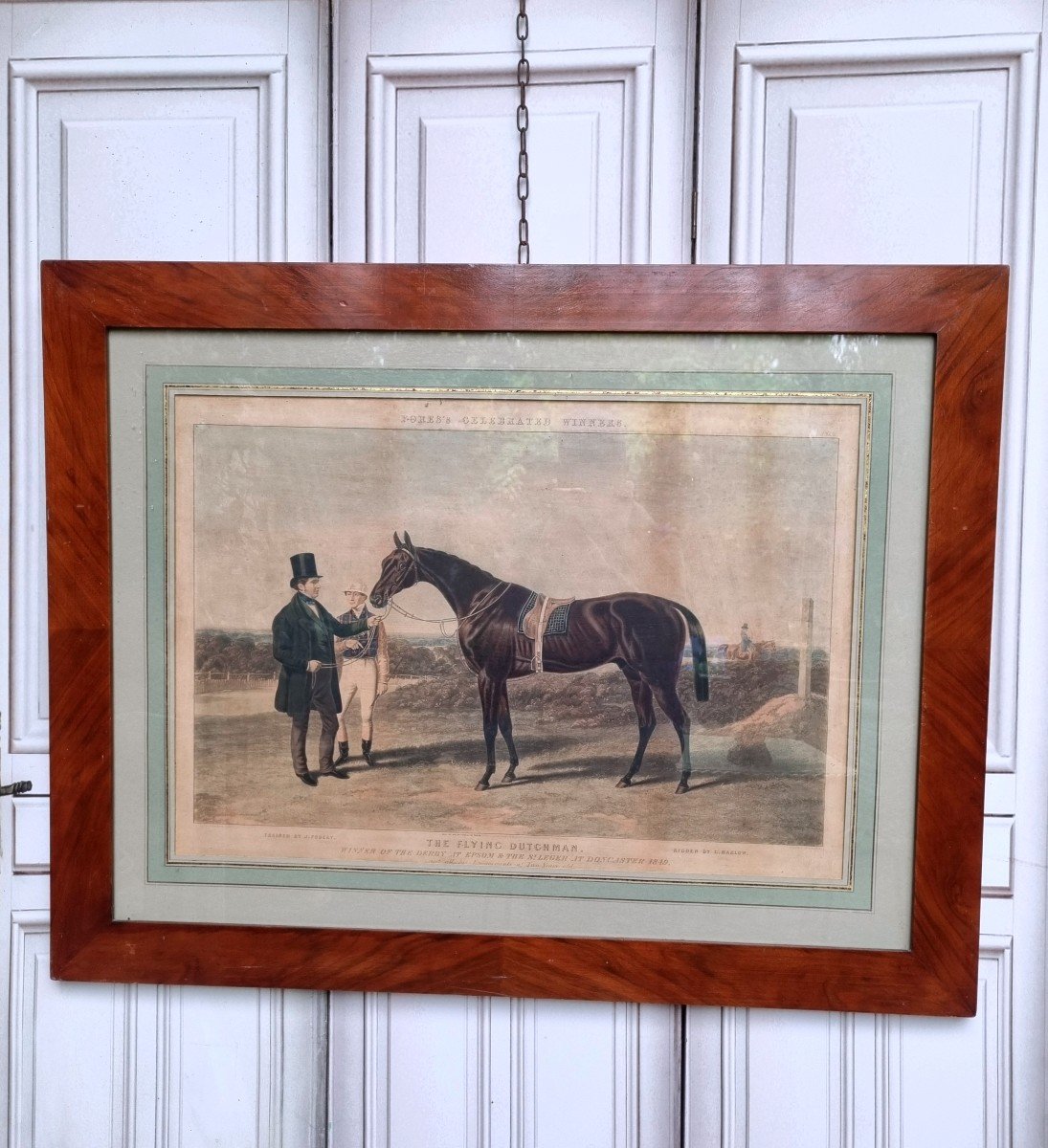 GRANDE GRAVURE 102 x 80 cm FLYING DUTCHMAN DERBY D EPSON 1849 GRAVURE ANGLAISE CHEVAL 