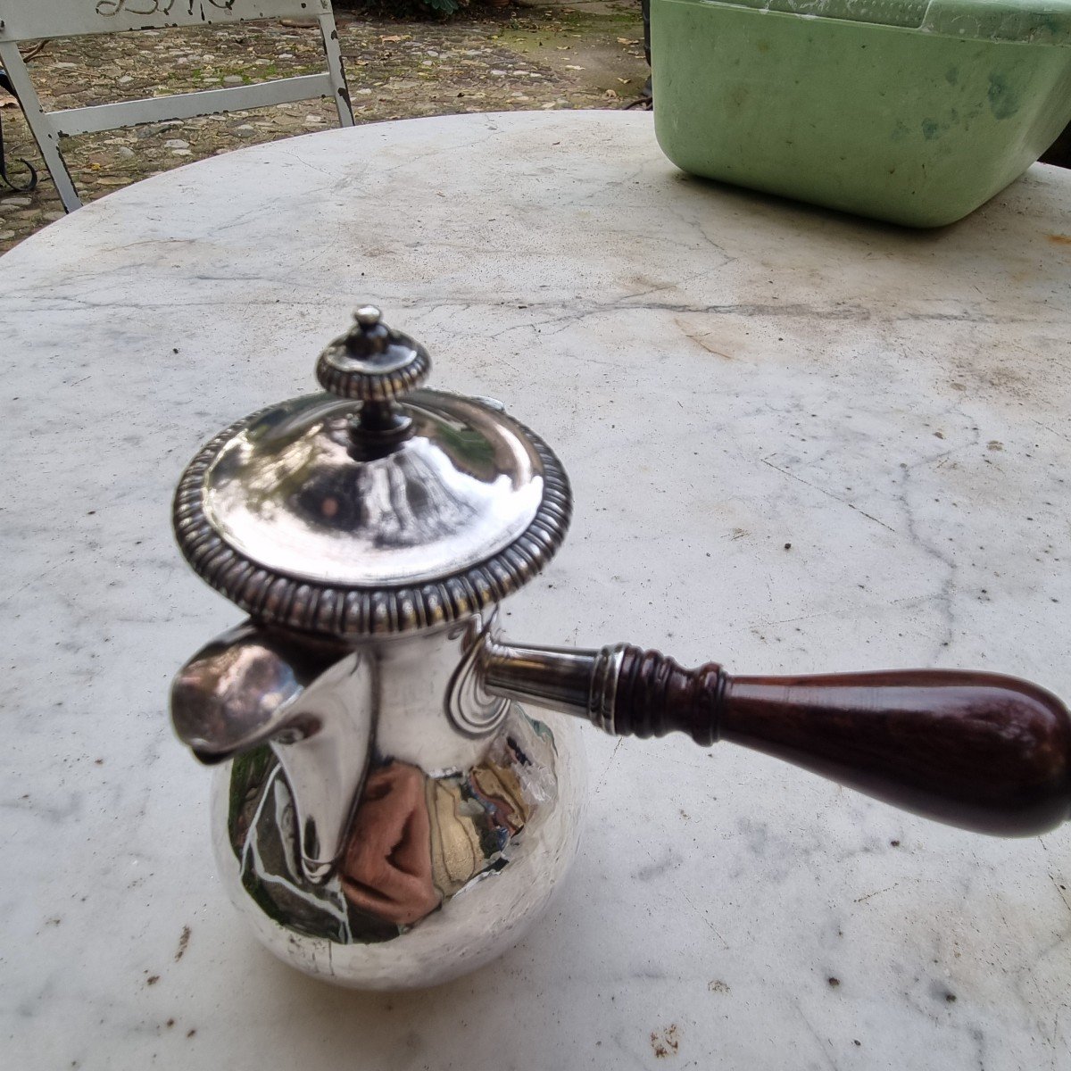 Solid Silver Egoist Coffee Pot With Old Man Hallmark Marquis Coat Of Arms-photo-1