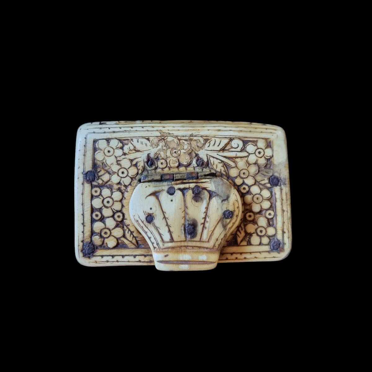 Carved Horn Snub Box 18th Century Tobacco Box Folk Art Tobaccology-photo-2