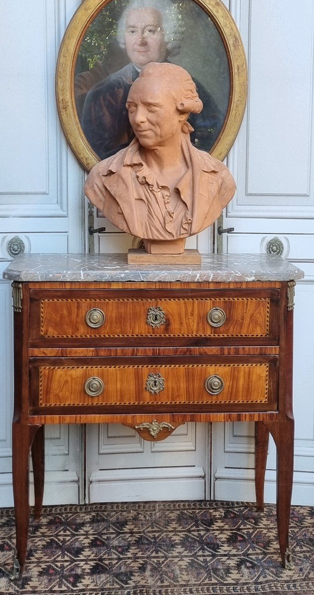 PETITE COMMODE SAUTEUSE  ÉPOQUE TRANSITION  XVIIIE LOUIS XV XVI PARISIENNE MARQUETERIE