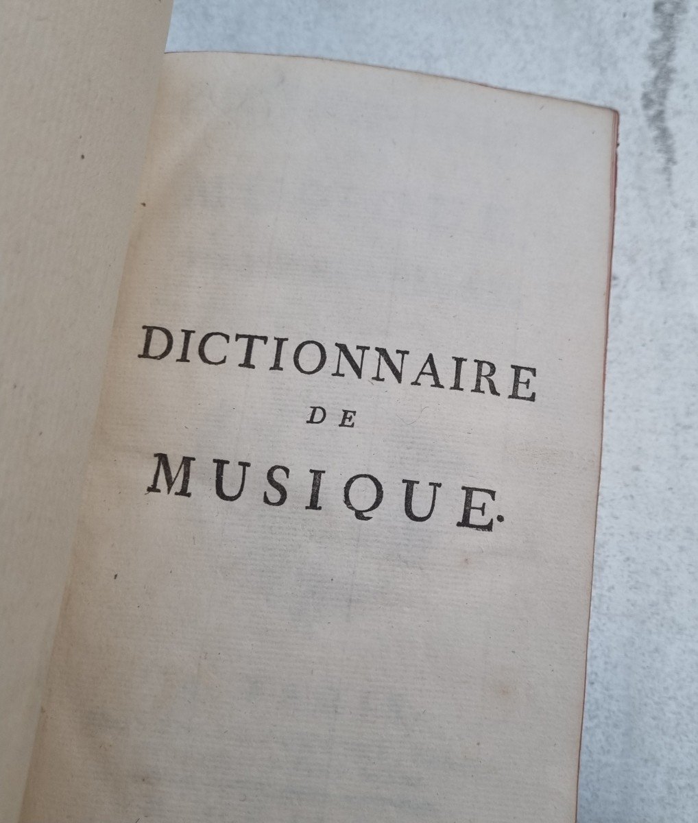 JEAN JACQUES ROUSSEAU  DICTIONNAIRE DE MUSIQUE IN 8  1768 ÉDITION ORIGINALE  XVIIIe -photo-1