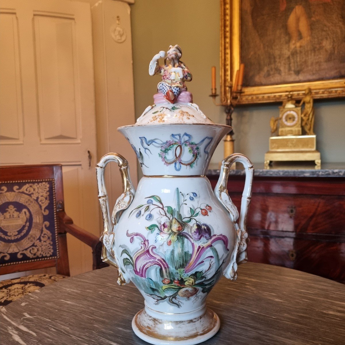 VASE COUVERT EN PORCELAINE VERS 1850 DECOR AU CHINOIS  DE PARIS MAGOT-photo-3