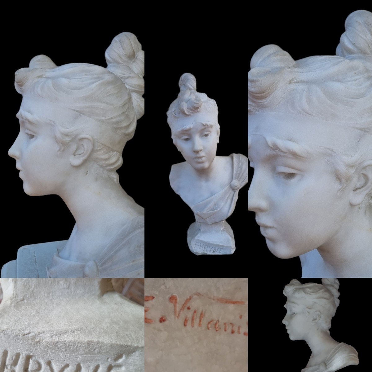 Emmanuel Villanis Large Bust Of Phryne In Carrara Marble Art Nouveau Jugendstil Liberty 