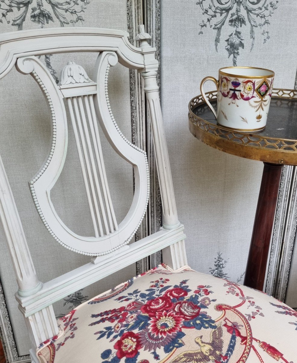 CHAISE LYRE DE STYLE LOUIS XVI VERS 1900-photo-3