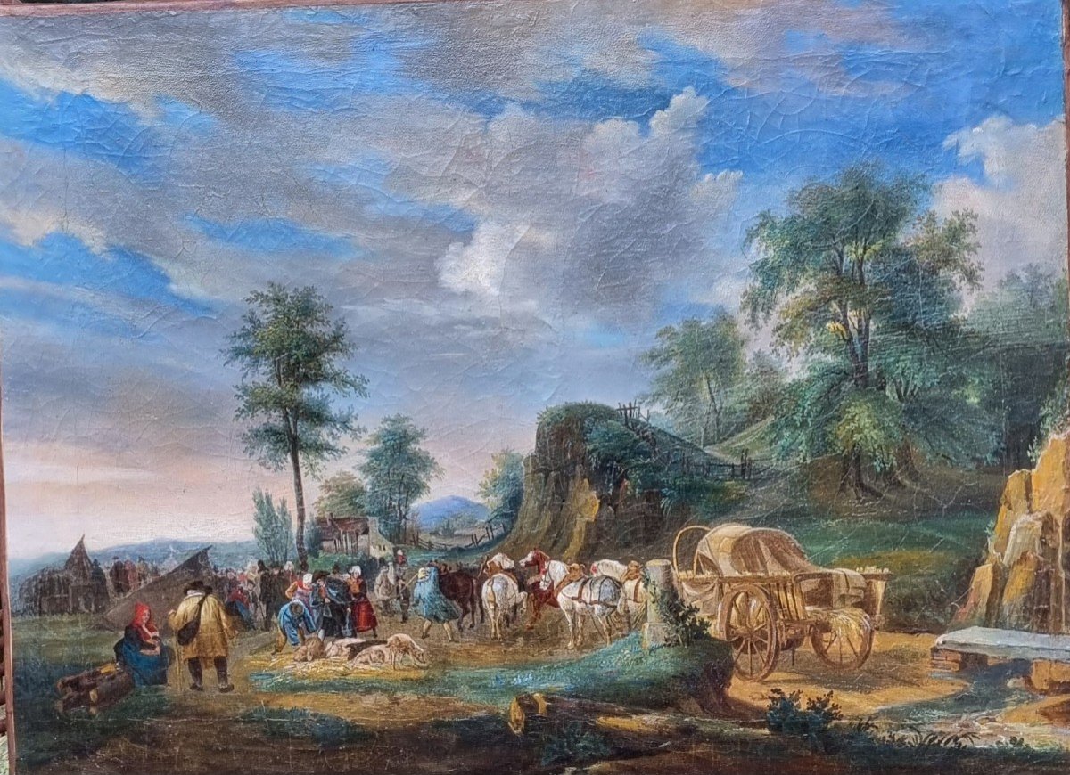 Fairground Scene Oil On Paper Late 18th Or Early 19th Century